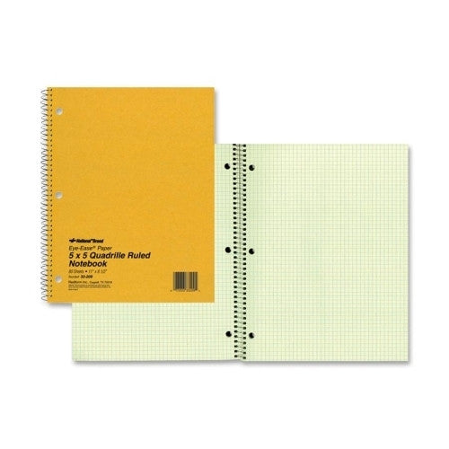 Rediform Office Products Wirebound Notebook, 5"x5" Quad, 11"x8-1/2", 80 Pages, Green