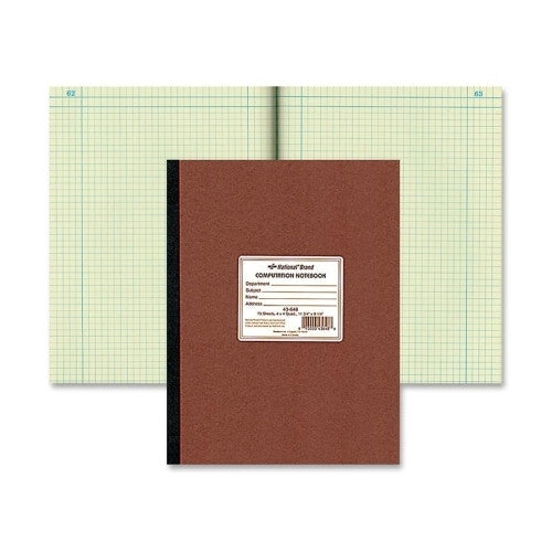 Rediform Office Products Computation Notebook, 4x4 Quad, 9-1/4"x11-3/4", Green Paper