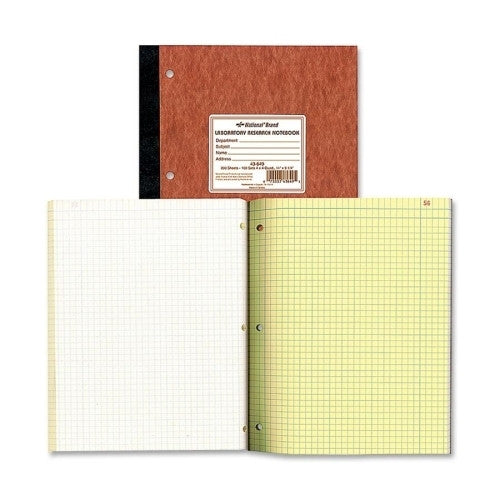 Rediform Office Products Lab Notebook,W/out Carbon,4x4 Quad,200 Shts,9-1/4"x11",Brown