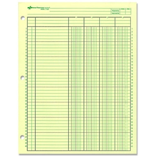 Rediform Office Products Analysis Pad, 4 Column, 3 Hole, 2-3/8"W, 11"x8-1/2", Green