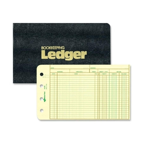 Rediform Office Products 4-Ring Ledger Outfit,A-Z Tab Index,100-Pg,5"x8-1/2",BK Cvr