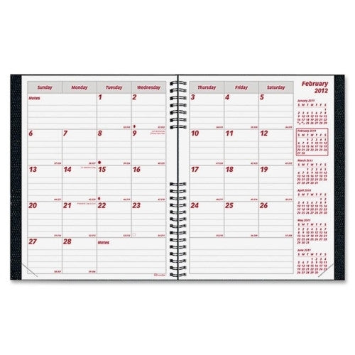 Rediform Office Products Monthly Planner,14 Month,1PPM,Hard Cover,11"x8-1/2",Black