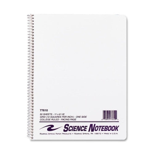 Roaring Spring Paper Products Science Notebook, Wirebound, 11"x8-1/2", 50 Shts