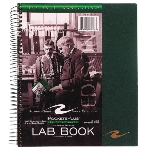 Roaring Spring Paper Products Lab Book, Tri Pocket Cover, Wirebound, 8-1/2"x11", 100 Shts