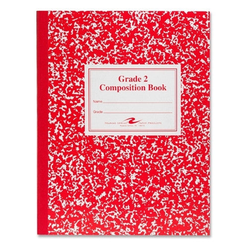 Roaring Spring Paper Products Composition Book,Grade 2 Ruled,50 Sheets,9-3/4"x7-3/4",Red