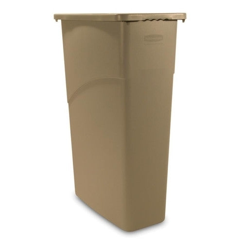 Rubbermaid Commercial Products Slim Wastebasket, Rectangular, 23-Gallon, 20"x11"x30", Beige