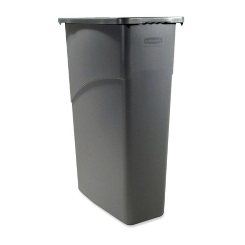 Rubbermaid Commercial Products Slim Wastebasket, Rectangular, 23-Gallon, 20"x11"x30", Gray