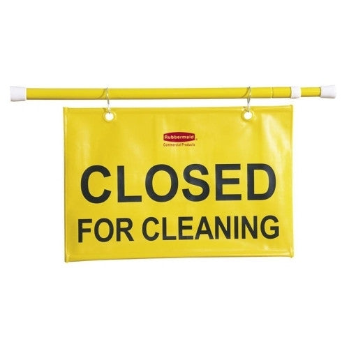 Rubbermaid Commercial Products Safety Sign, "Closed for Cleaning", Extends 49-1/2", Yellow