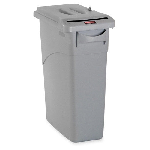 Rubbermaid Commercial Products Confidential Container,w/ Lid 23,Gallon,11"x20"x31",Gray