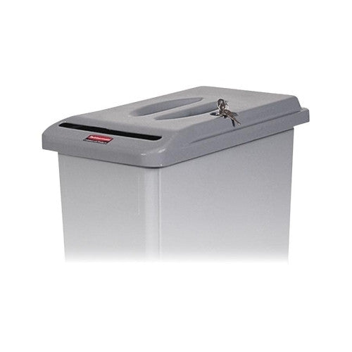 Rubbermaid Commercial Products Container Lid,w/ Lock,F/ 15-23 Gal,11-5/8"x20-1/2"x2-1/4",GY