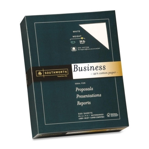 Southworth Company Fine Business Paper, 24 lb., 8-1/2"x11", 500/BX, White