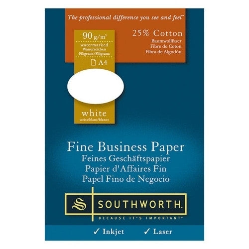 Southworth Company Fine Business Paper, 24 lb., A4 Size, 500/RM, White