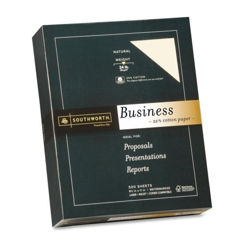 Southworth Company Fine Business Paper, 24 lb., 8-1/2"x11", 500/BX, Natural