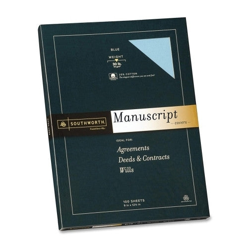 Southworth Company Manuscript Covers, 30lb., 9"x12-1/2", 100/BX, Blue