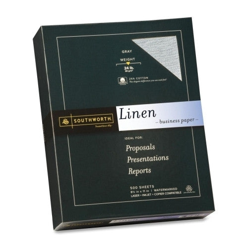 Southworth Company Fine Linen Paper, 24Lb, 8-1/2"x11", 500/RM, Gray