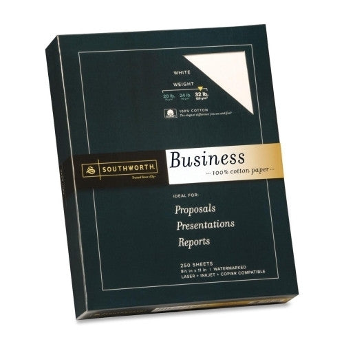 Southworth Company Business Paper,Heavyweight,32 lb.,8-1/2"x11",250/BX,White