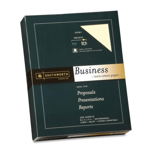 Southworth Company Business Paper,Heavyweight,32 lb.,8-1/2"x11",250/BX,Ivory