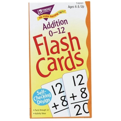 Trend Enterprises Math Flash Cards, Addition, 0 To 12, 3"x5-7/8"