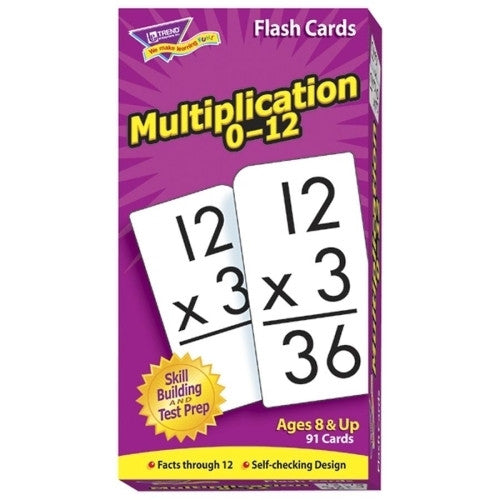 Trend Enterprises Math Flash Cards, Multiplication, 0 To 12, 3"x5-7/8"