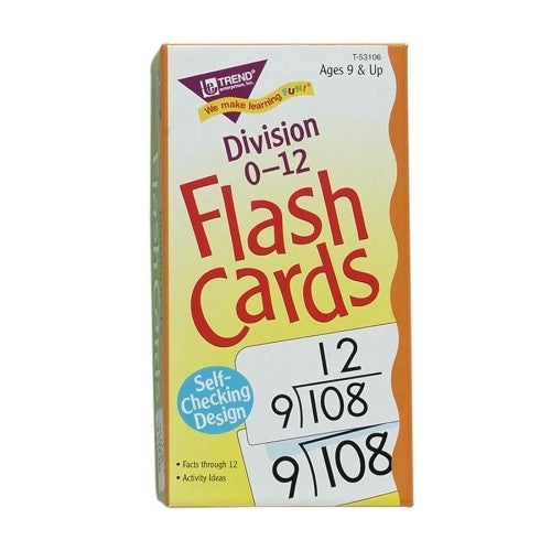 Trend Enterprises Math Flash Cards, Division, 0 To 12, 3"x5-7/8"