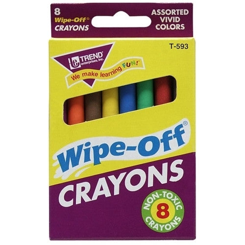 Trend Enterprises Regular Wipe Off Crayons, 8 Pack