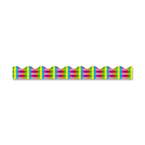 Trend Enterprises Bulletin Board Border, Rainbow Plaid, 2-1/4"x39", Multi