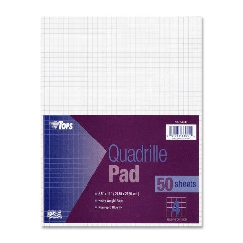 Tops Business Forms Quadrille Pads,4"x4" Ruled, 20 lb.,8-1/2"x11",50Shts/PD,WE