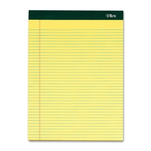 Tops Business Forms Notepad,Narrow Ruled,100 Shts,8-1/2"x11-3/4",6/PK,Canary