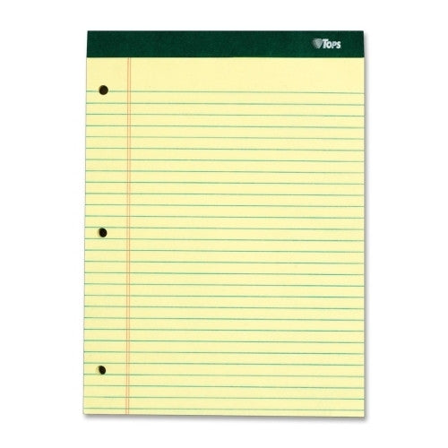 Tops Business Forms Notepad,3HP,Legal Rule,100 Shts,8-1/2"x11-3/4",6/PK,Canary