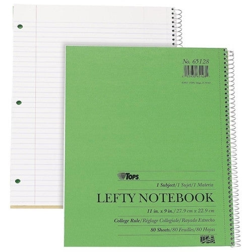 Tops Business Forms Lefty Kraft Notebook,1-Subject,College Ruled,11"x9",80 Sheet