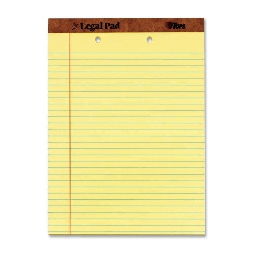 Tops Business Forms Pad,Perf Top,2HP,Wide Rule,50 Sht,8-1/2x11-3/4,Canary