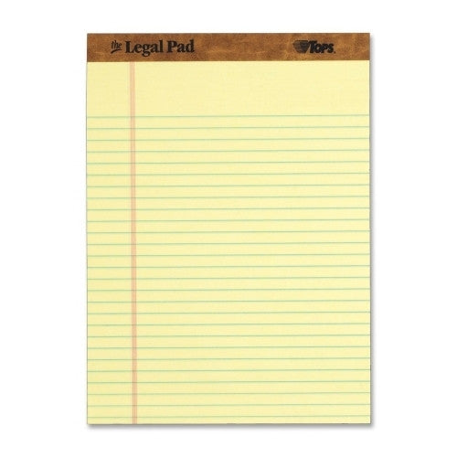 Tops Business Forms Legal Pads,Legal Ruled,Top Perforated,8-1/2"x11-3/4",Canary