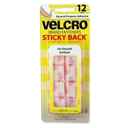 VELCRO USA Inc Sticky Back Squares, 7/8" Size, White