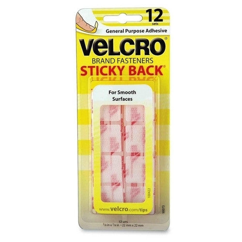 VELCRO USA Inc Sticky Back Squares, 7/8" Size, White