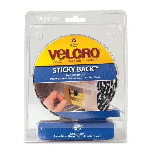 VELCRO USA Inc Sticky Back Coins, 5/8",50-PK,Black