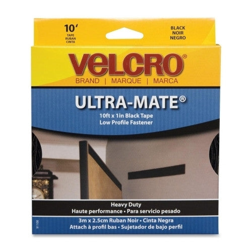 VELCRO USA Inc Ultra Mate Tape, Water-Resistent, 1"x10', Black