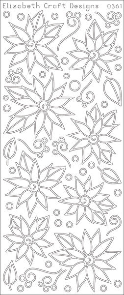 Daisies/Poinsettia Peel Off Stickers, Black