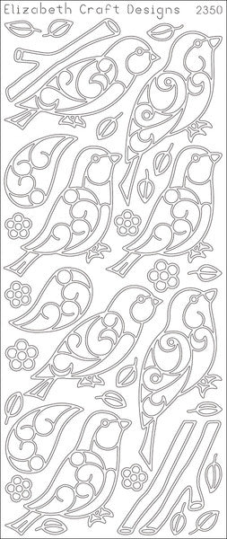 Birds And Branches Peel Off Stickers, Silver