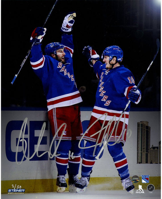 Derick Brassard/JT Miller Dual Signed Goal Celebration 8x10 Photo (L/E of 50)