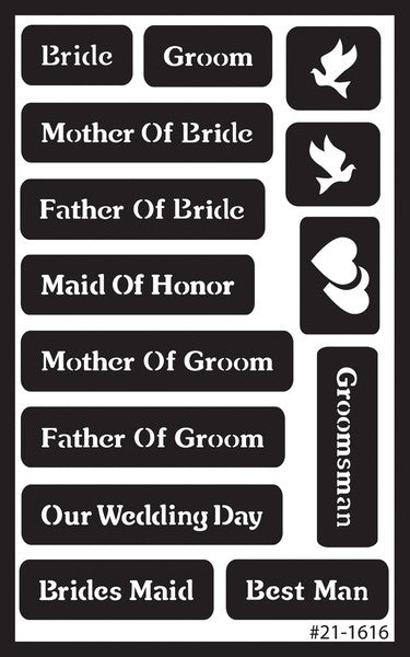 Reusable Glass Etching Stencils- Wedding