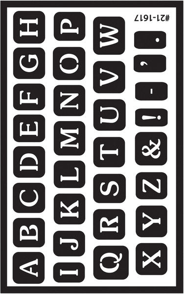 Reusable Glass Etching Stencils- Full Alphabet