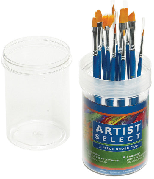 Artist Select Short Handle Brush Tub-Gold Nylon