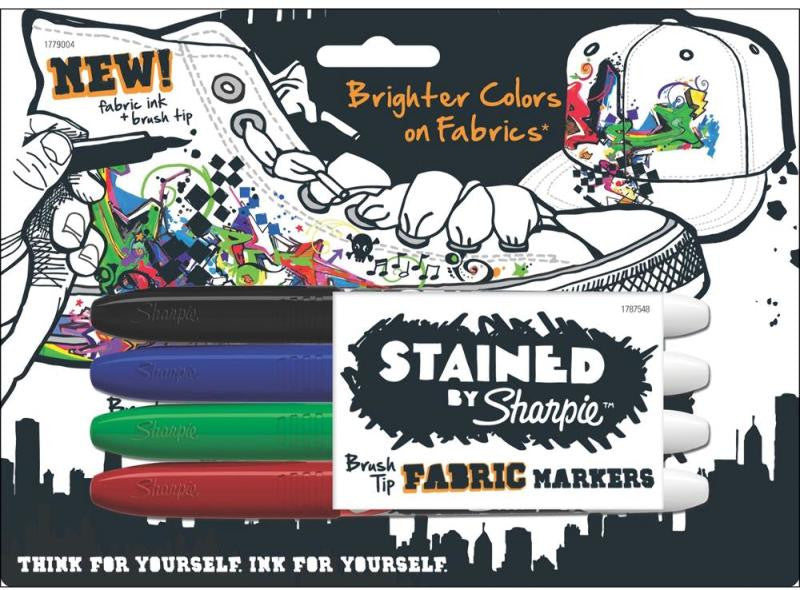 Stained By Sharpie Multi Fabric Markers, 4-Pack