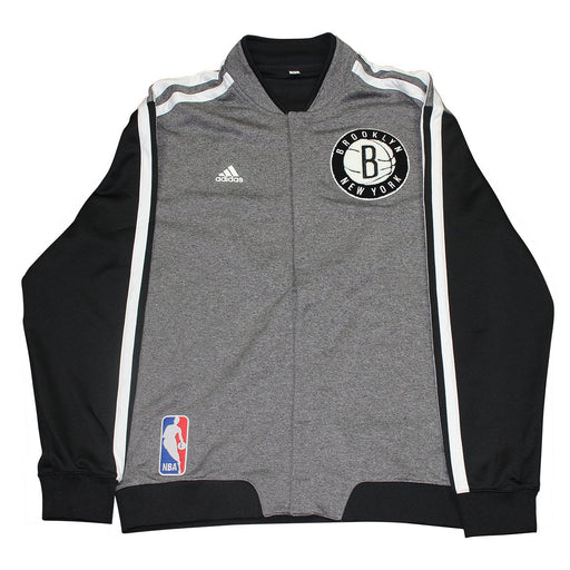 Mason Plumlee Jacket - Brooklyn Nets 2013-2014 Season Game Used #1 Grey Black and White Heavy Warmup Jacket (XL)