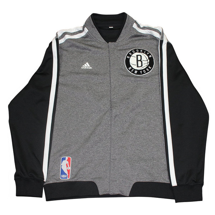 Mason Plumlee Jacket - Brooklyn Nets 2013-2014 Season Game Used #1 Grey Black and White Heavy Warmup Jacket (XL)