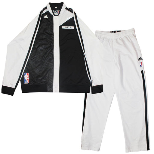 Mason Plumlee Warmup Set - Brooklyn Nets 2013-2014 Season Game Used #1 Black and White Light Warmup Jacket and White Warmup Pants