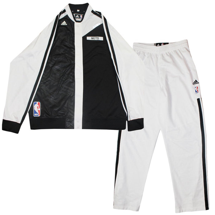 Mason Plumlee Warmup Set - Brooklyn Nets 2013-2014 Season Game Used #1 Black and White Light Warmup Jacket and White Warmup Pants