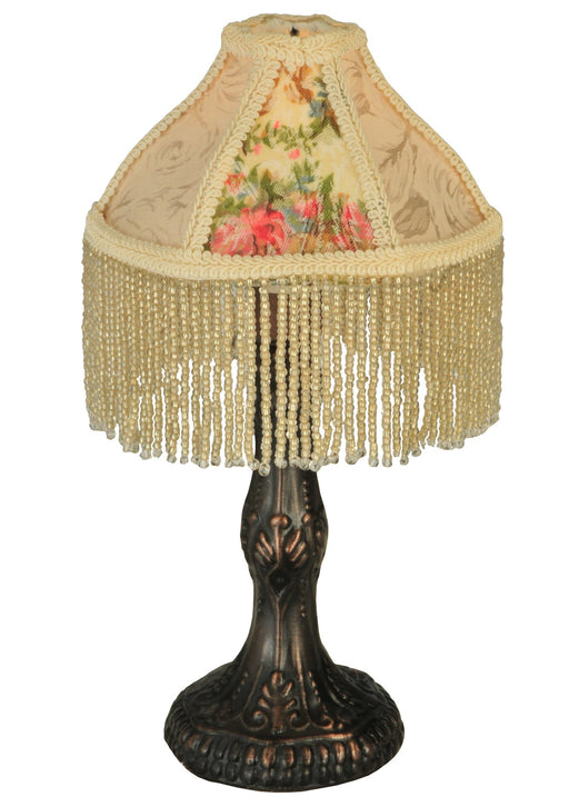 10 Inch H Fabric & Fringe Roses Mini Lamp