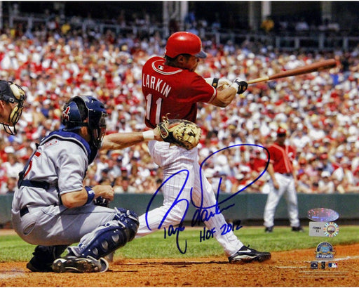 Barry Larkin Swing Horizontal 8x10 Photo w/ "HOF 2012" Insc