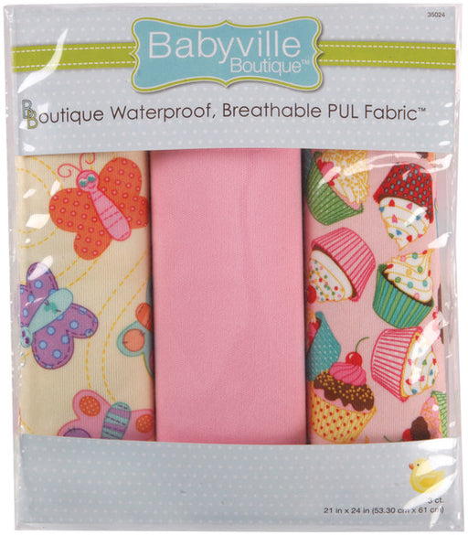 Waterproof Diaper Fabric, Butterflies & Cupcakes